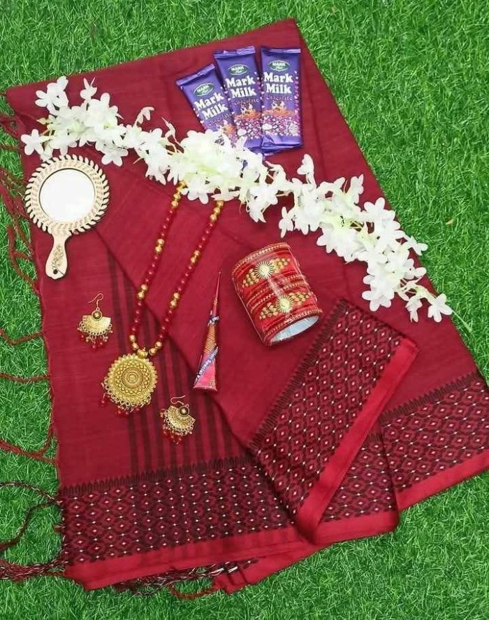 maroon colour saree student package