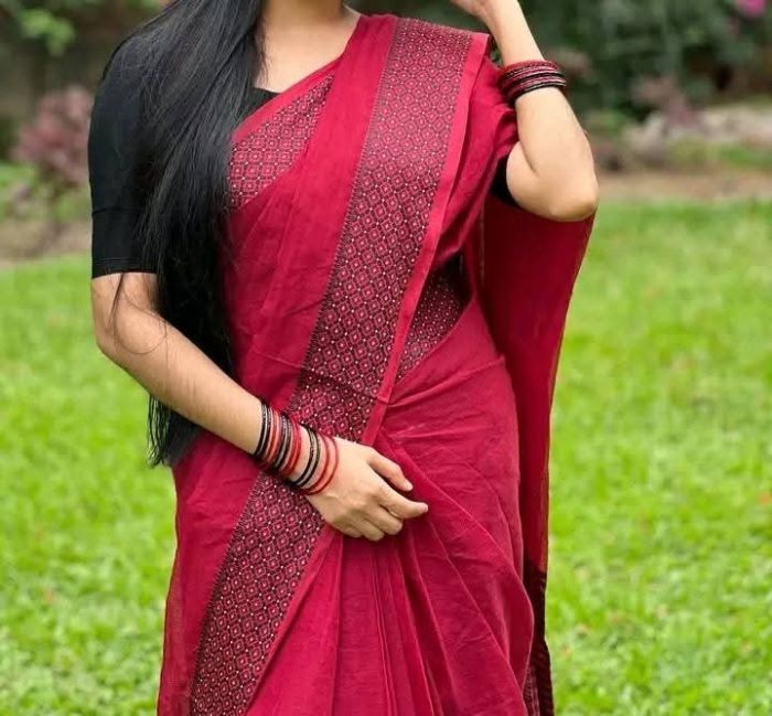 maroon colour saree student package - Image 2