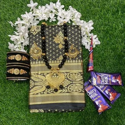 black colour saree student combo package