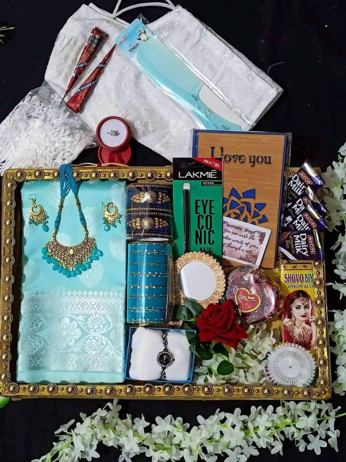 sky blue saree catan premium package