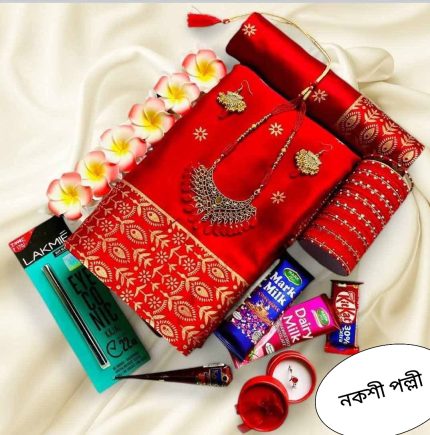 red colour Japani silk premium  combo package